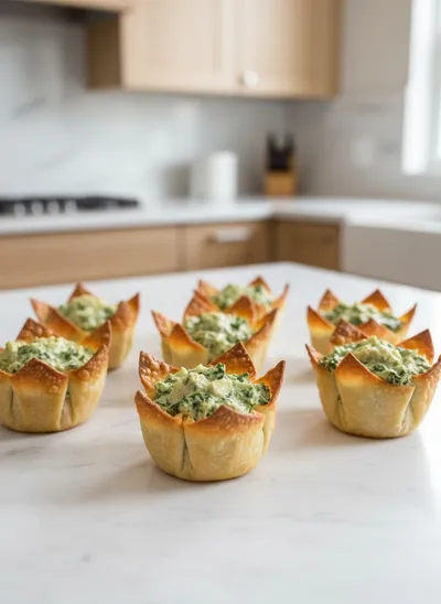 Spinach and Artichoke Wonton Cups