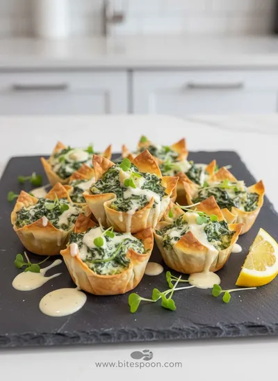 Spinach and Artichoke Wonton Cups - ready to serve