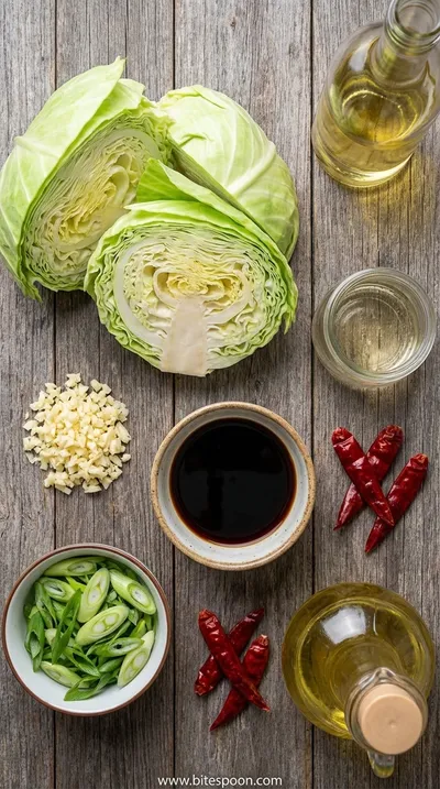 Chinese Stir Fried Cabbage Recipe: Quick & Easy - ingredients preparation