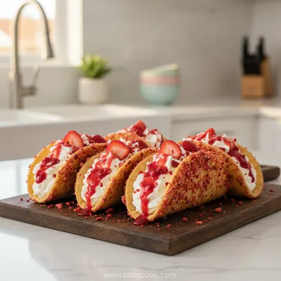 Strawberry Crunch Cheesecake Tacos