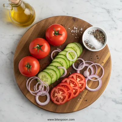 Tomato Cucumber and Onion Salad - cooking process