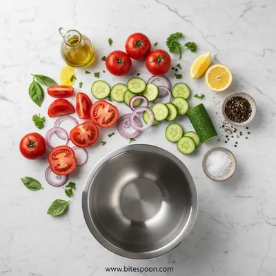Tomato Cucumber Salad – Fresh Quick Snack - cooking process