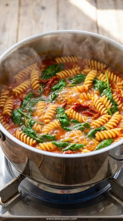 Tomato Spinach Chicken Pasta: Quick & Easy Recipe - cooking process