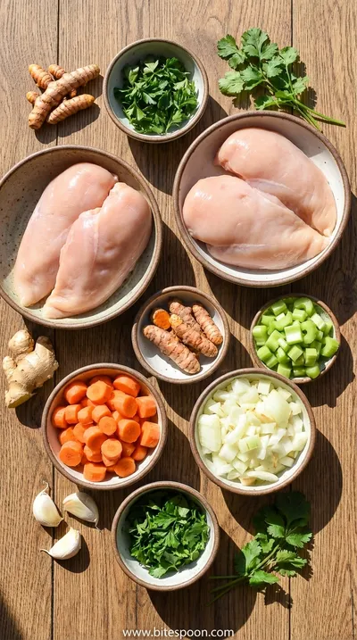 Turmeric Chicken Soup: Anti-Inflammatory Healing Recipe - ingredients preparation