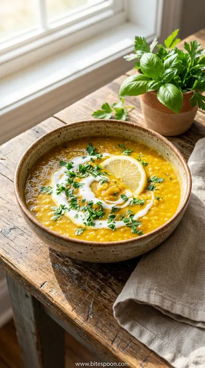 Hearty Vegan Lentil Soup with Zesty Lemon and Turmeric