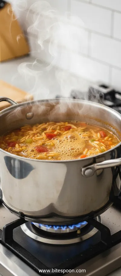 Vegetable Orzo Soup - cooking process
