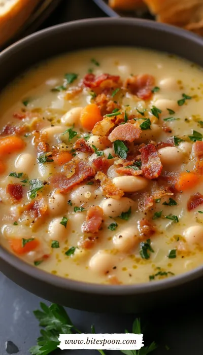 White Bean Soup with Turkey Bacon - cooking process