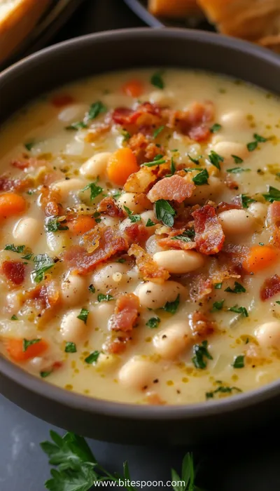 White Bean Soup with Turkey Bacon - ingredients preparation