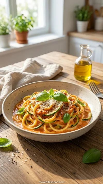 Zucchini Noodles in Creamy Tomato Sauce Recipe